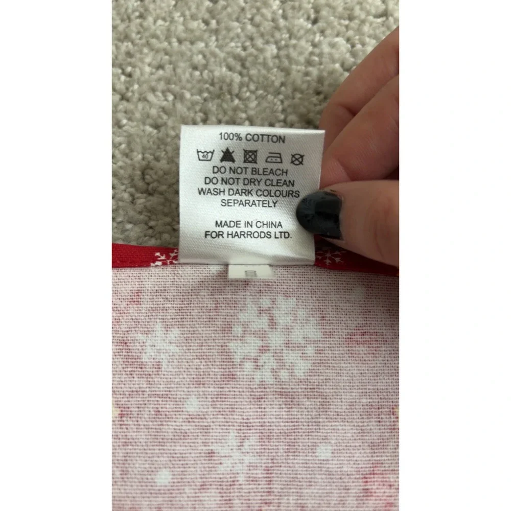 Harrods Tea‎ Towel OS Red Christmas Bear Snowman Snowflake Cotton Holiday Decor